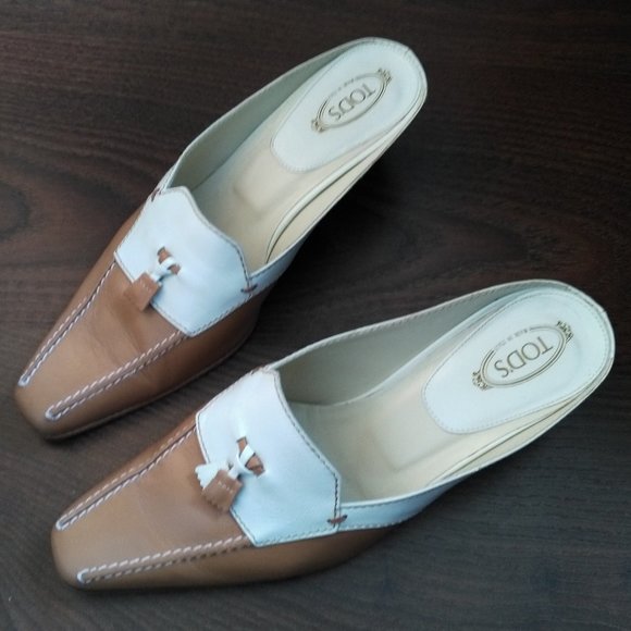 Tod's Backless kitten heel mules / leather slides NO DUSTBAG - Picture 4 of 8